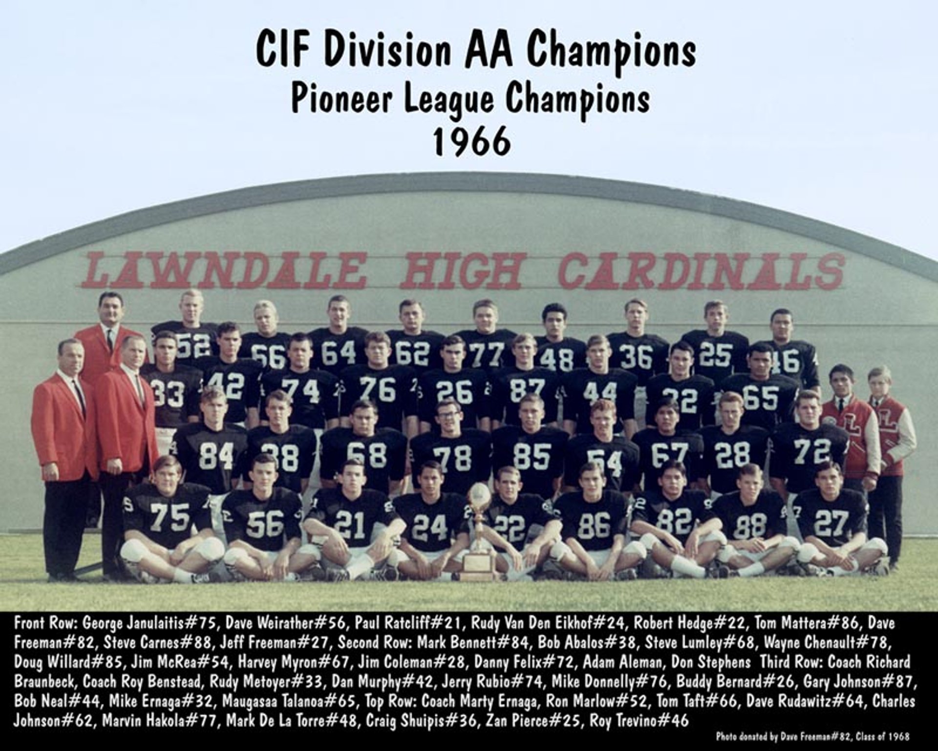 Lawndale High School 1966 C.I.F. Champions Team Photo
