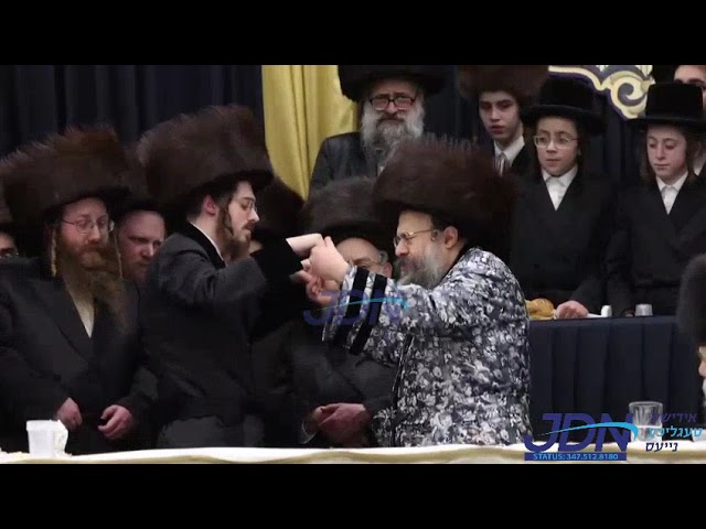 Bobov45 Rebbe Dances With Sadigura Rebbe at His Einikel's wedding - Shvat 5783