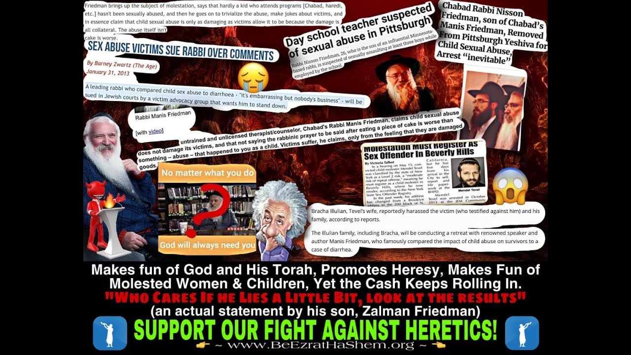 Manis Friedman EXPOSED: Mocking Victims and Supporting At Least 2 Child Molesters