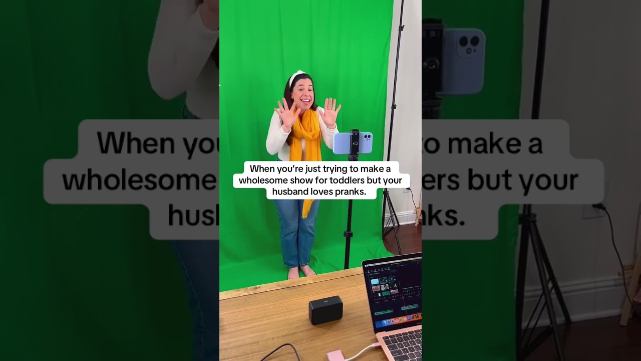Husband pranks teacher wife while she’s filming an episode! #marriage #couplehumor