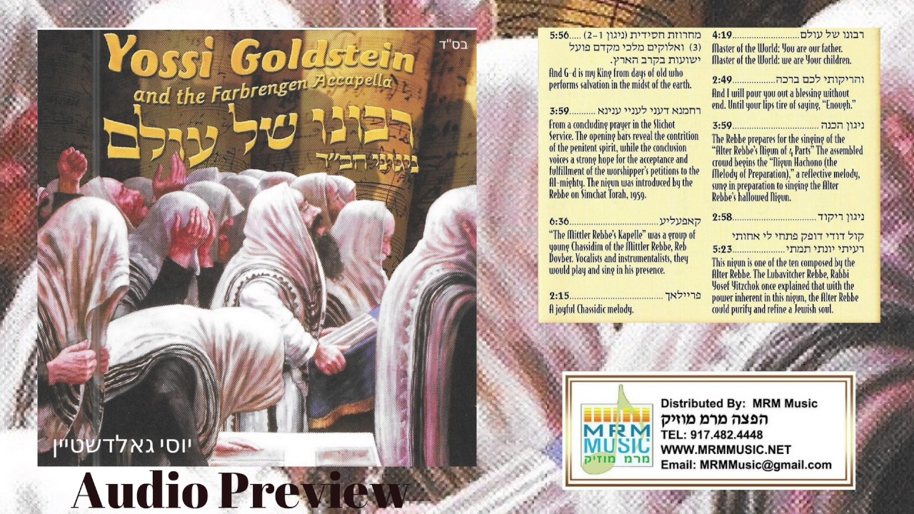 Yossi Goldstein - Ribono Shel Olam - Acappella - Audio Preview