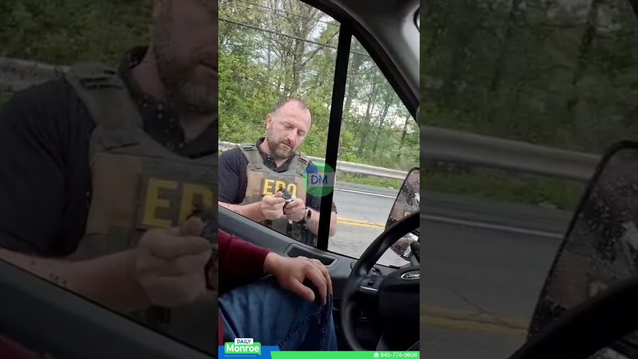 ICE officers arrested a van driver on Route 208 after he refused orders, forcing entry.