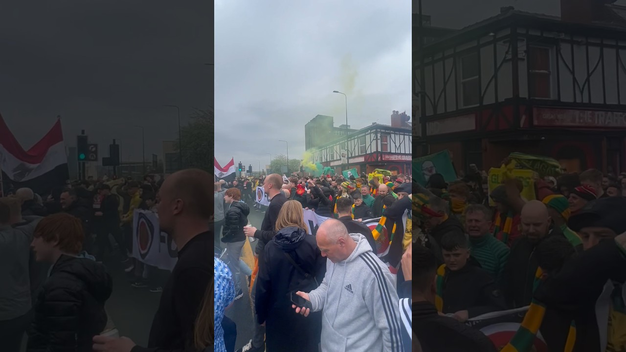 Huge protest outside old Trafford #shorts #protest #oldtrafford #manchesterunited #fans #matchday
