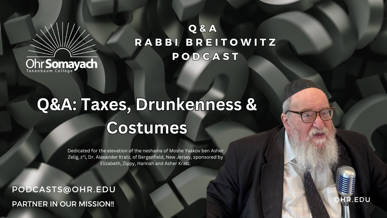Q&A: Taxes, Drunkenness & Costumes (HaRav Yitzchak Breitowitz)