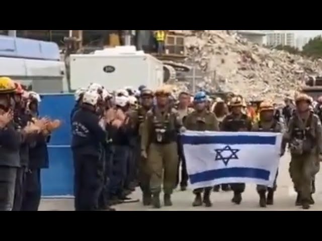 Surfside, Miami: Israeli Rescue Team being saluted as they leave the scene