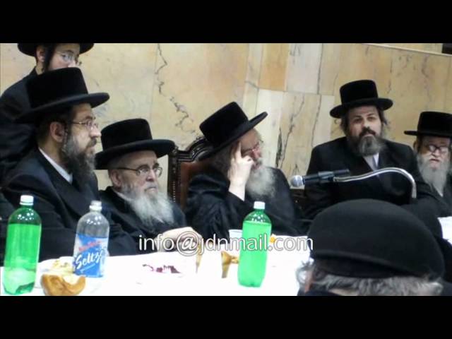 Munkatcher Rebbe Conducting Yahrtzeit Tish For The Berditchever