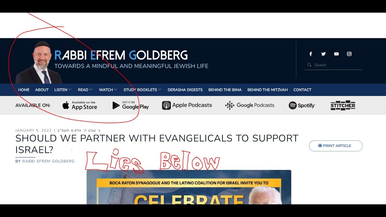 Response To Writeup from Rabbi Efrem Goldberg Called Should We Partner With Evangelicals