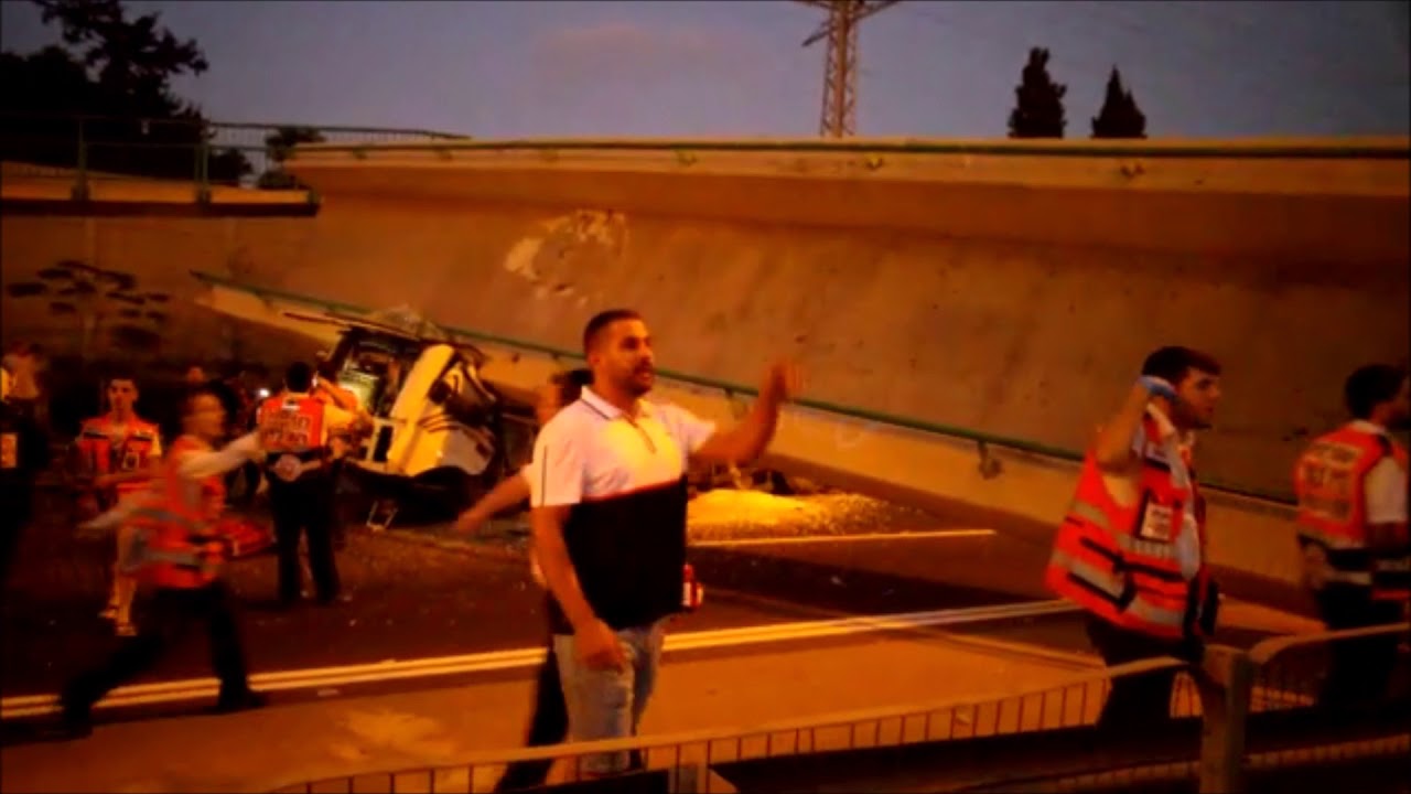 Pedestrian Bridge Collapses On Truck On Israel Highway 4