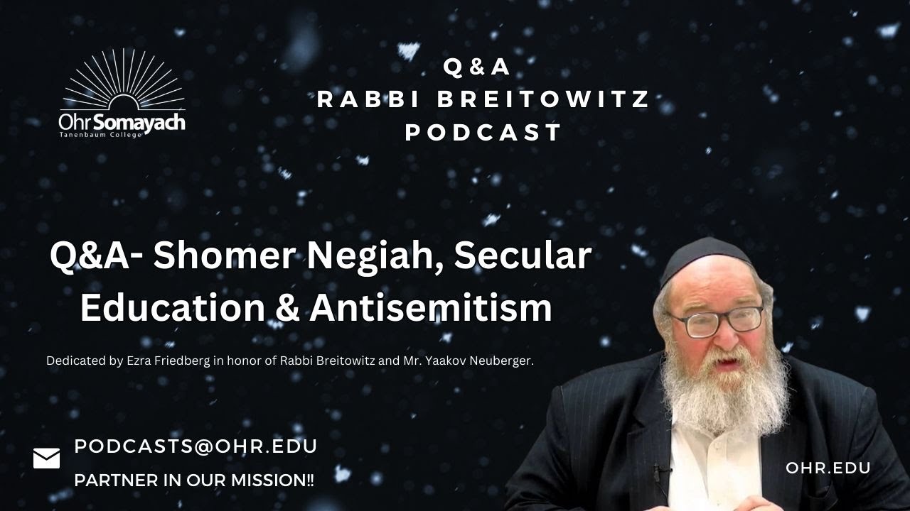 Q&A- Shomer Negiah, Secular Education & Antisemitism (HaRav Yitzchak Breitowitz)