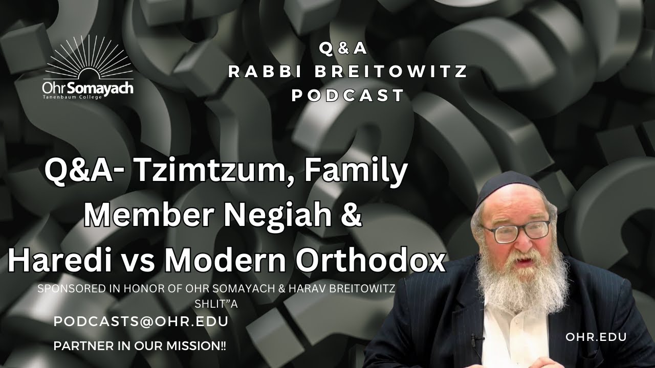 Q&A-  Tzimtzum, Family Member Negiah & Haredi vs Modern Orthodox (HaRav Yitzchak Breitowitz)