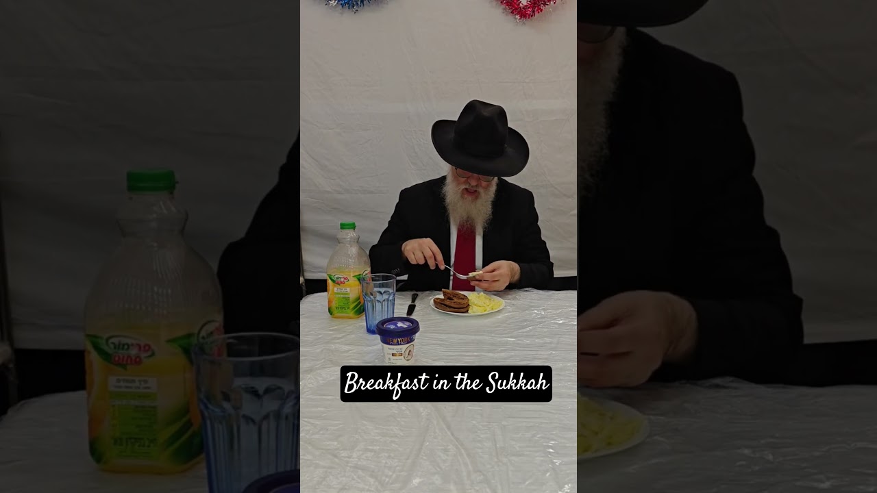 Breakfast in the Sukkah with a bagelmentch.com bagel (imported directly from Great Neck, New York).