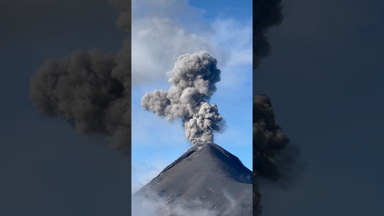 Watching a volcano eruption #shorts #volcano #eruption #guatemala #active #erupt #lava #smoke