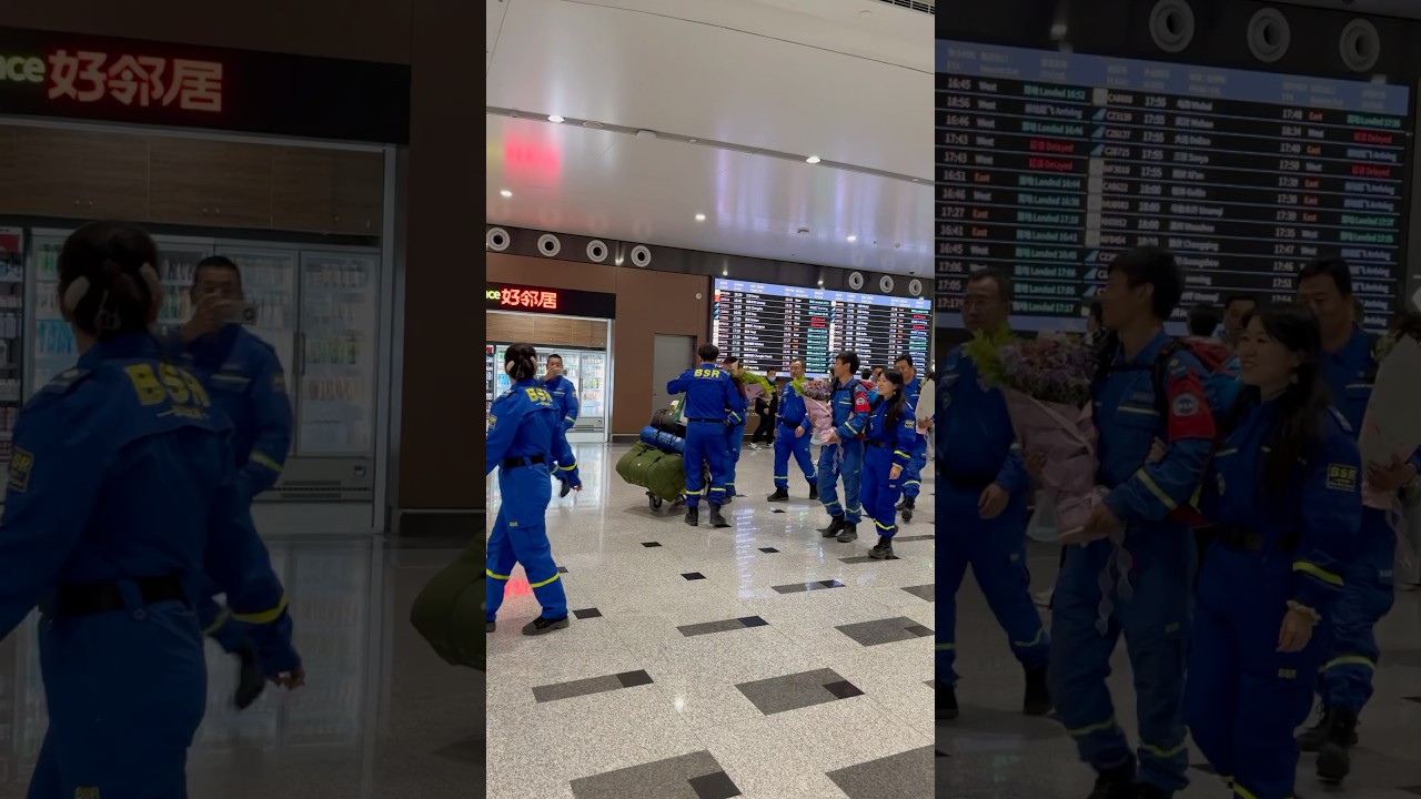 Beijing rescue workers return back from Myanmar 🇲🇲 #earthquake #myanmar #beijing #rescue