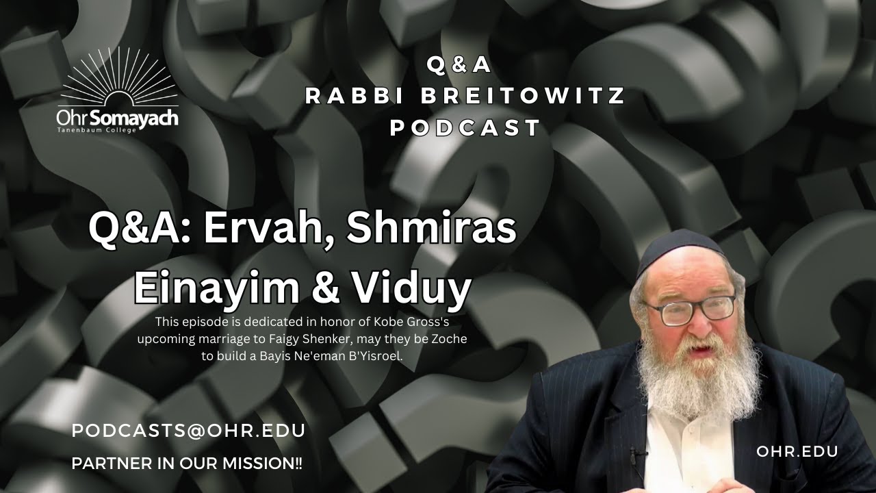 Q&A: Ervah, Shmiras Einayim & Viduy (HaRav Yitzchak Breitowitz)