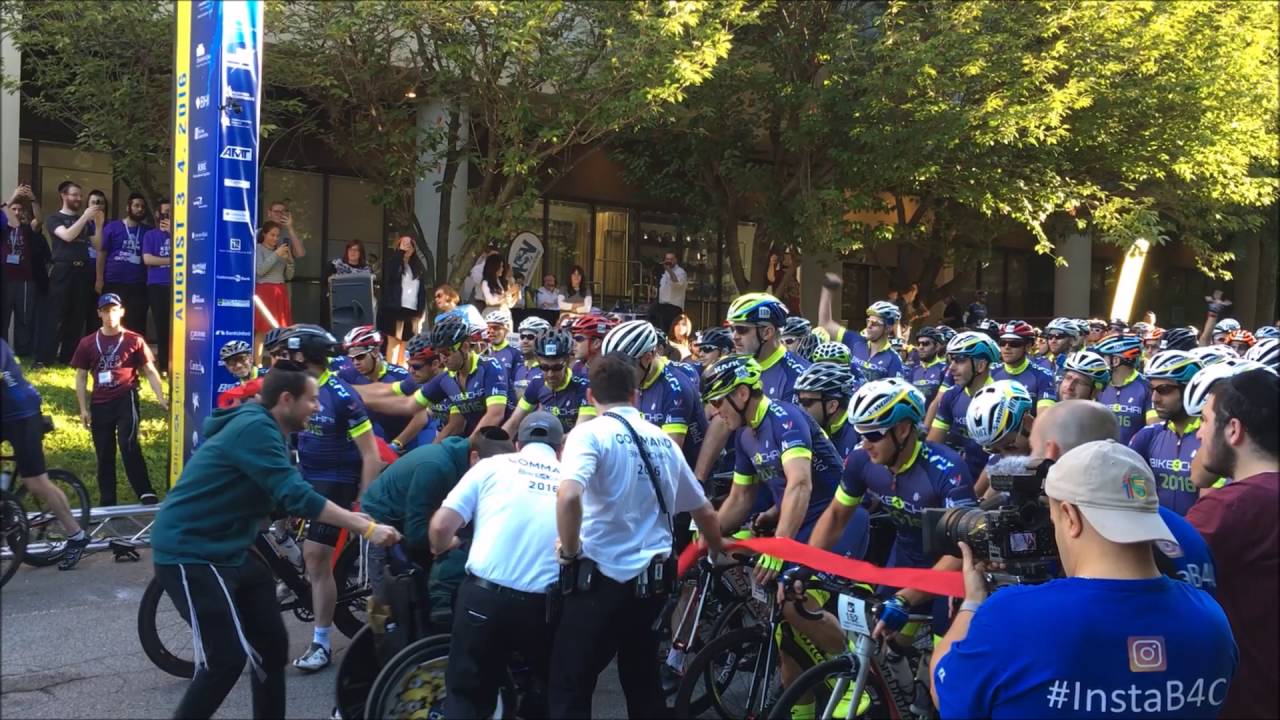 Camp Simcha Camper Joey Cuts Ribbon Starting Bike4Chai 2016