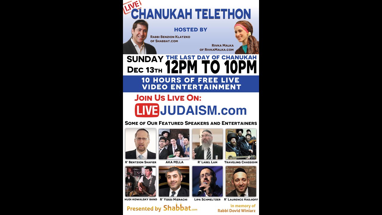 THIS Sunday! Chanukah Telethon hosted by Rivka Malka and Benzion Klatzko!