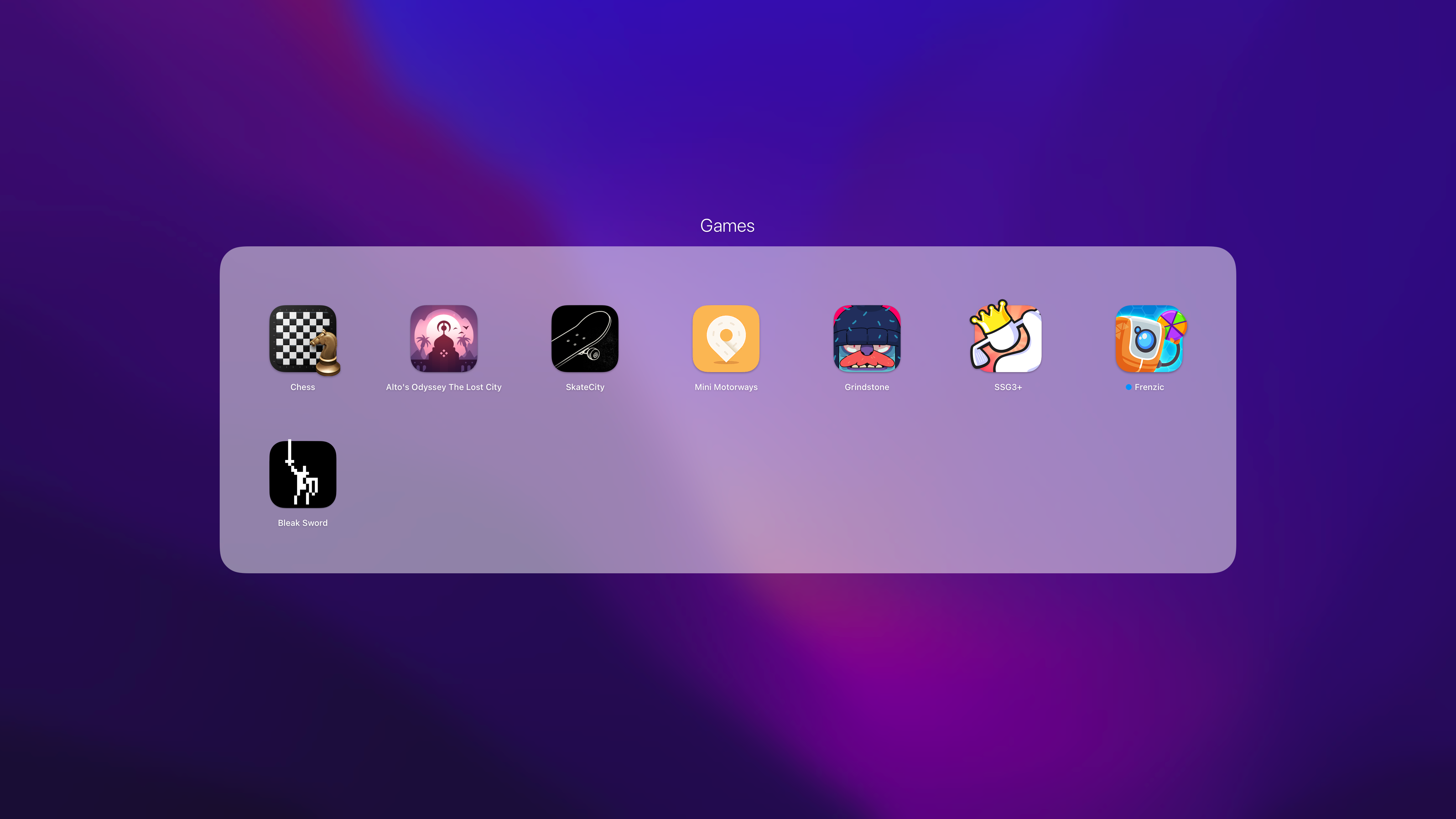 Launchpad includes a new dedicated Games folder.